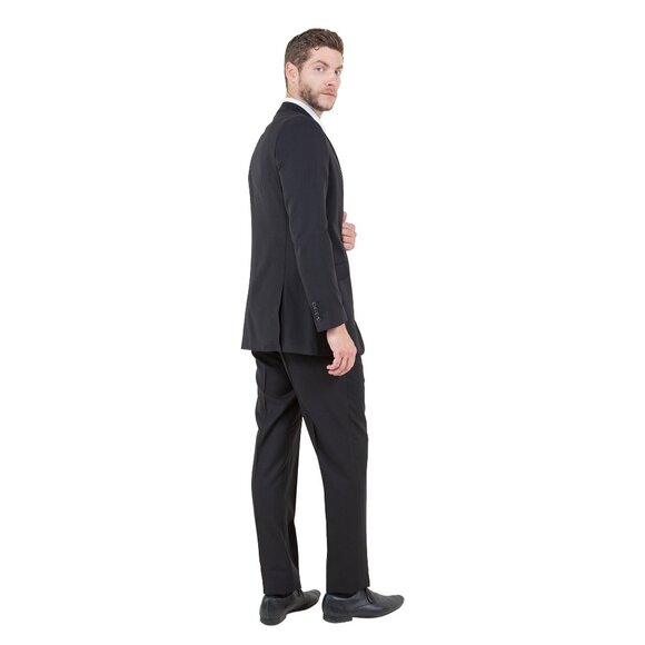 Mens 2-Piece 100% Wool Suit, Black - Picture 3 of 10